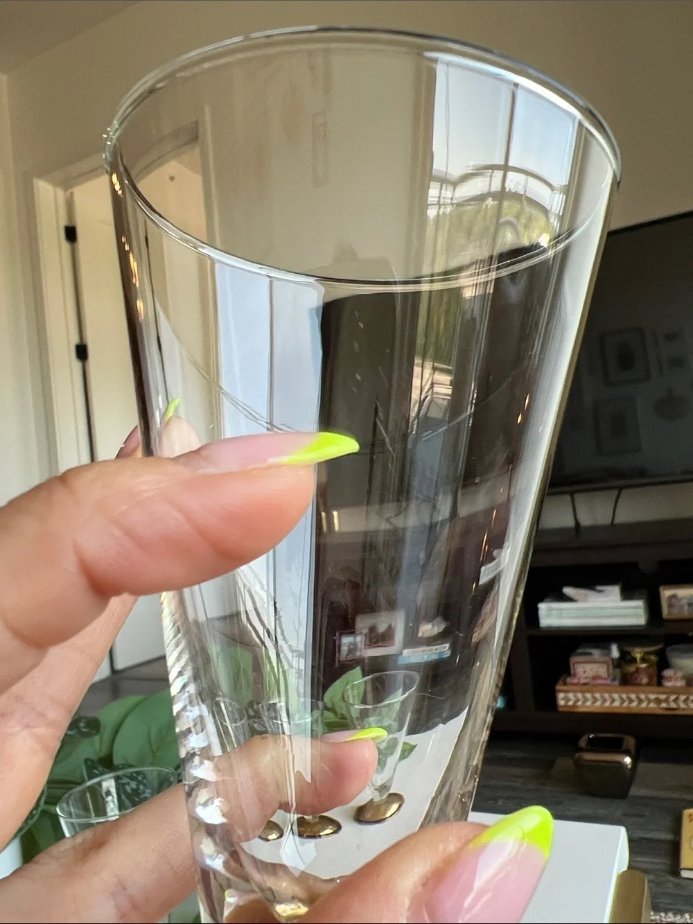 Pier 1 Handblown Glass Brass Cocktail Glasses Set of 4 Vintage